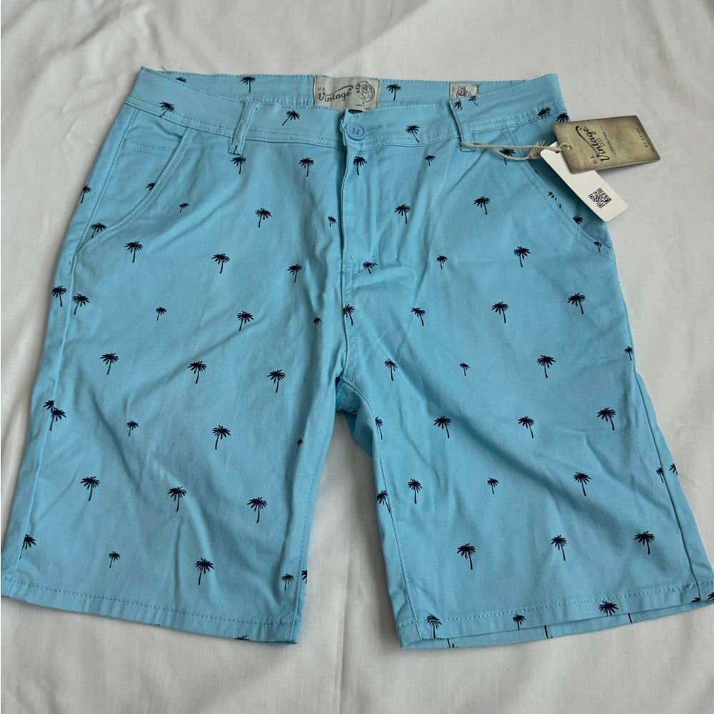 Men’s Blue Palm Tree Print Shorts | Size 32 / Medium | NWT